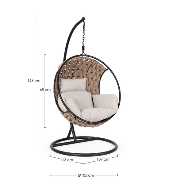 Andrea Bizzotto Galapagos poltrona sospesa da giardino sand Beige, dettaglio ravvicinato dei materiali
