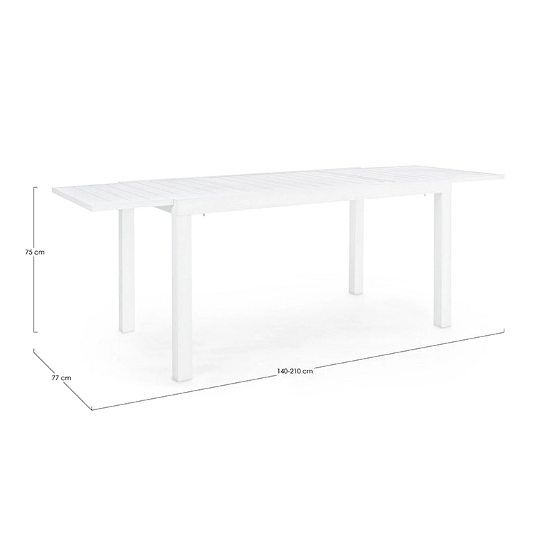 Andrea Bizzotto Hilde 140x77 tavolo allungabile bianco ambientato in spazio living con arredi coordinati