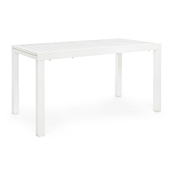 Andrea Bizzotto Hilde 140x77 tavolo allungabile bianco ambientato in spazio living con arredi coordinati