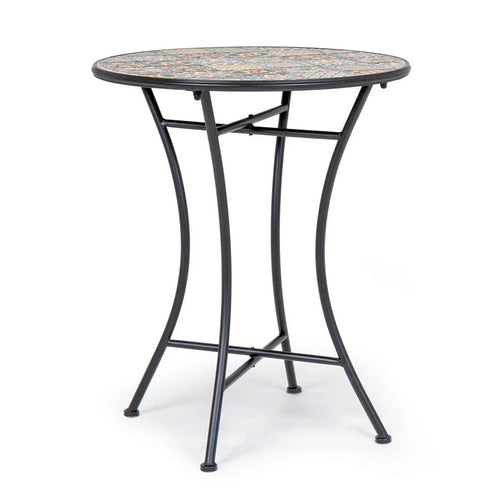 Andrea Bizzotto Naxos Tavolino Decoro Ceramica da Esterno Multicolore, vista laterale della struttura e del profilo