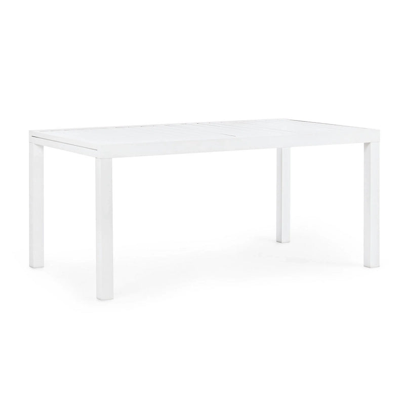 Andrea Bizzotto Hilde Tavolo Allungabile 160x90 cm in in alluminio ambientato in spazio living con arredi coordinati
