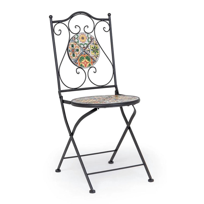 Andrea bizzotto Naxos sedia decoro ceramica da giardino Multicolore, vista laterale della struttura e del profilo