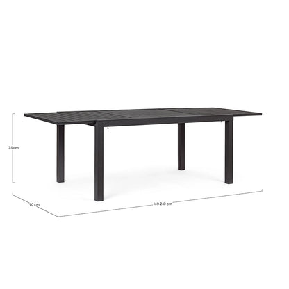 Andrea bizzotto hilde tavolo 160x90 da esterno allungabile in alluminio antracite
