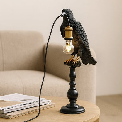 Animal sitting crow lampada corvo in poliresina nero opaco