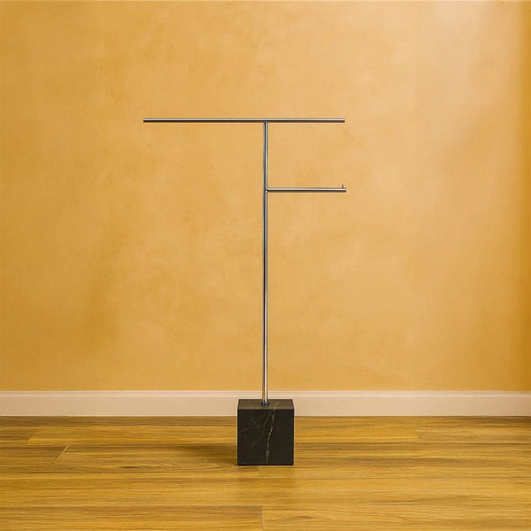 Antonio Lupi Bivio2 Piantana portasciugamani Nikel Satinato E Base Nero Marquinia