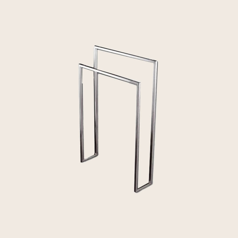 Antonio Lupi Portasciugamani soffitto pavimento satinato in acciaio inox montato a parete, vista del design e della...