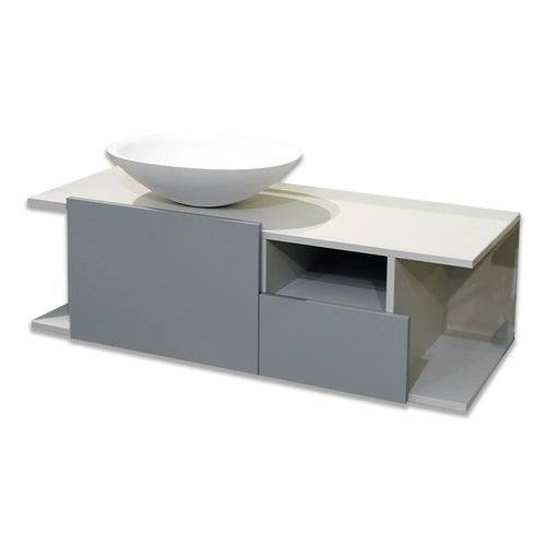 Antonio Lupi Nemesis 126x49 mobile bagno con lavabo e ambientato in bagno moderno con specchio e accessori - Antonio Lupi...