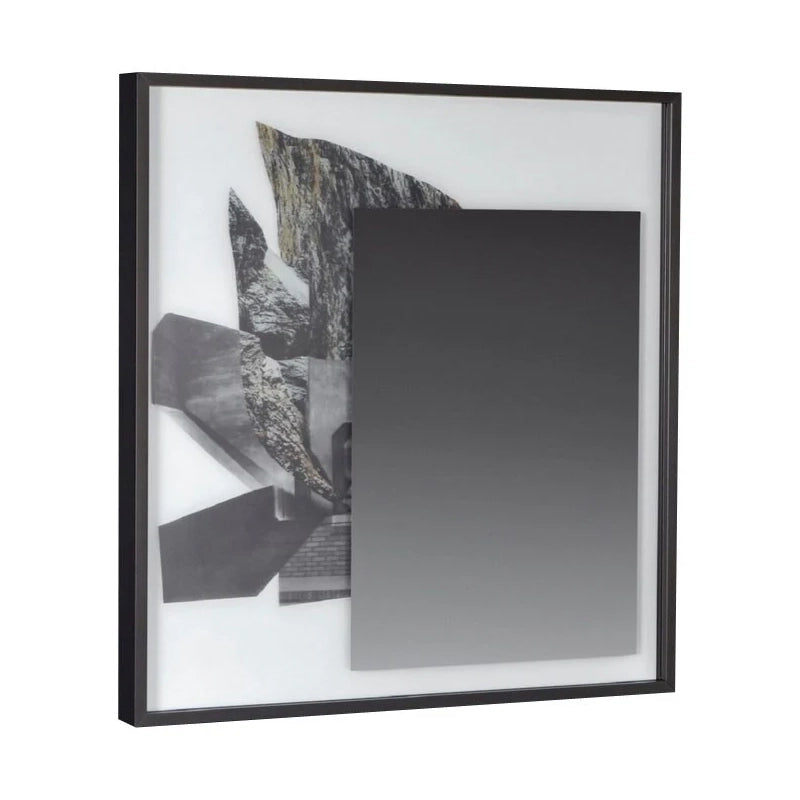 Antonio lupi Specchio 75x75 a due strati con cornice Nero in alluminio con lavabo e rubinetteria, vista frontale su...