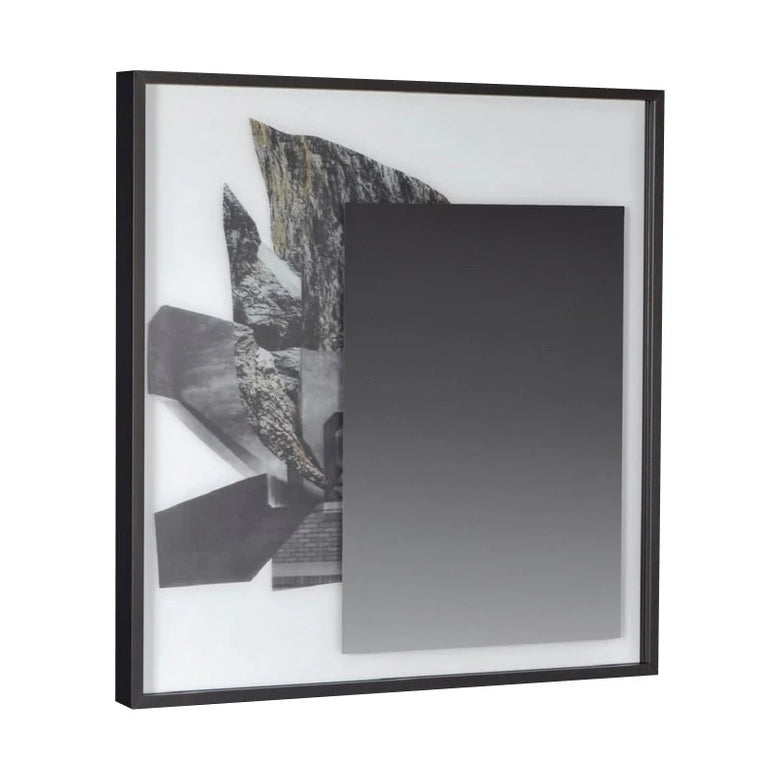 Antonio lupi Specchio 75x75 a due strati con cornice Nero in alluminio con lavabo e rubinetteria, vista frontale su...