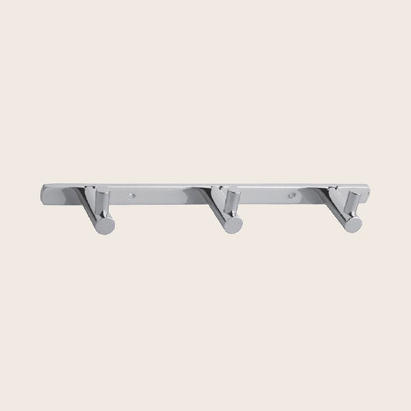 Appendino Triplo Portasciugamani Portabito Cromo New Line G2 montato a parete, vista del design e della finitura - Exagonshop