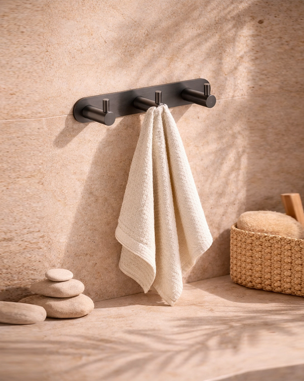 Appendino bagno triplo grigio metallico Minimal Exagonshop