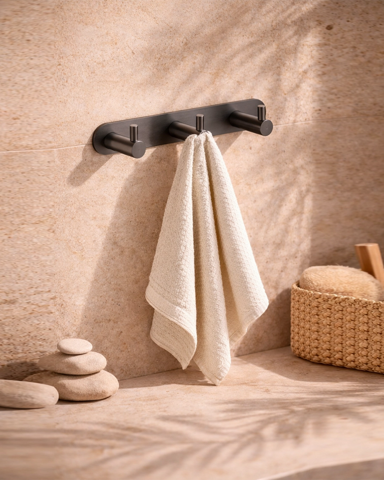 Appendino bagno triplo grigio metallico Minimal Exagonshop