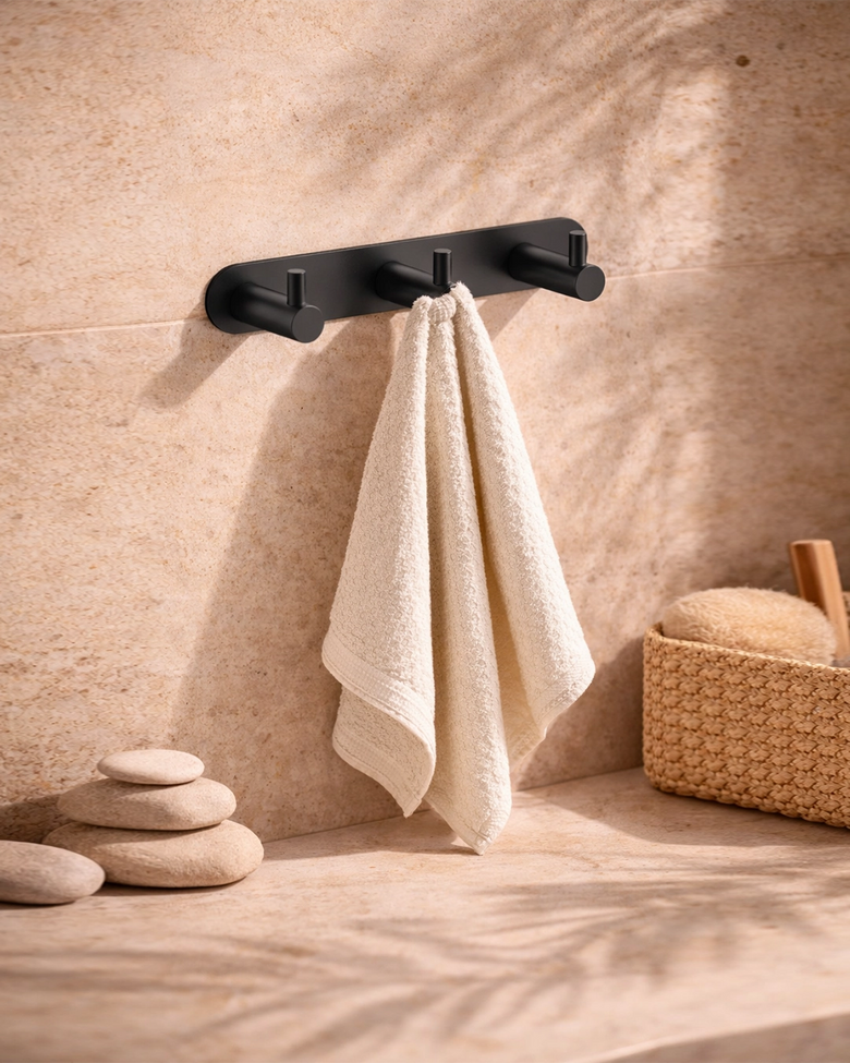 Appendino bagno triplo nero opaco Minimal Exagonshop
