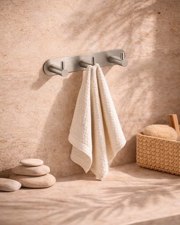 Appendino bagno triplo nichel spazzolato Minimal Exagonshop
