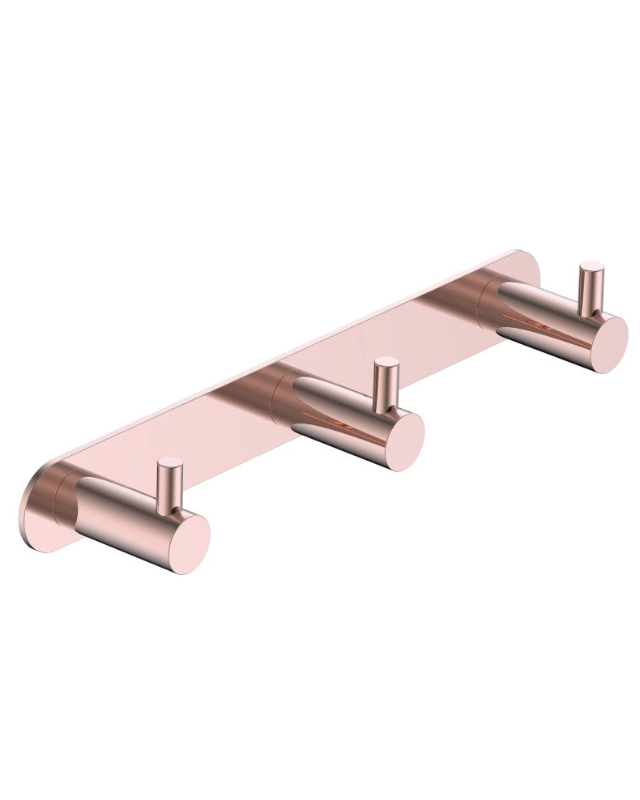 Appendino bagno triplo oro rosa spazzolato Minimal, dettaglio ravvicinato del materiale e dell'aggancio - Exagonshop