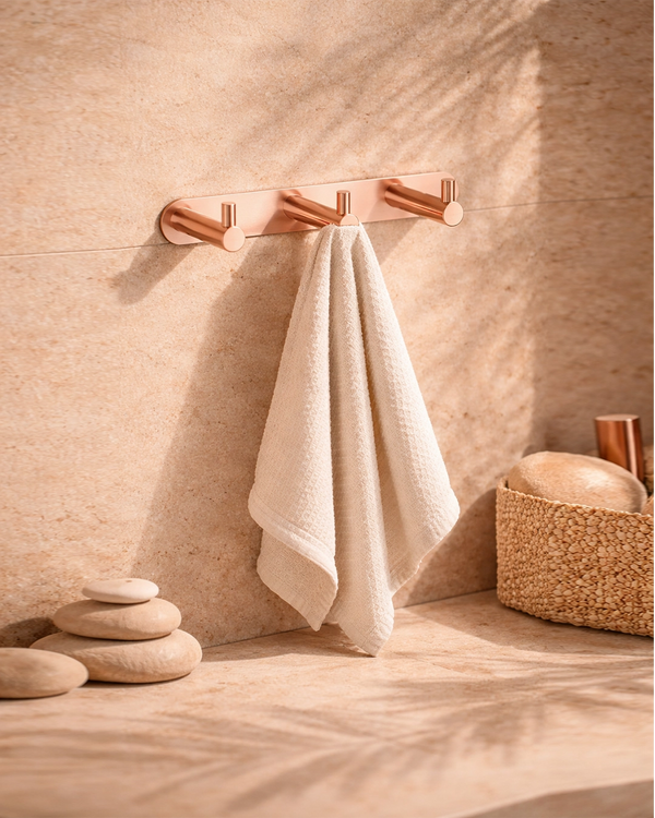 Appendino bagno triplo oro rosa spazzolato Minimal Exagonshop