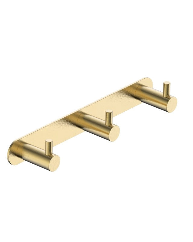 Appendino bagno triplo oro spazzolato Minimal, dettaglio ravvicinato del materiale e dell'aggancio - Exagonshop