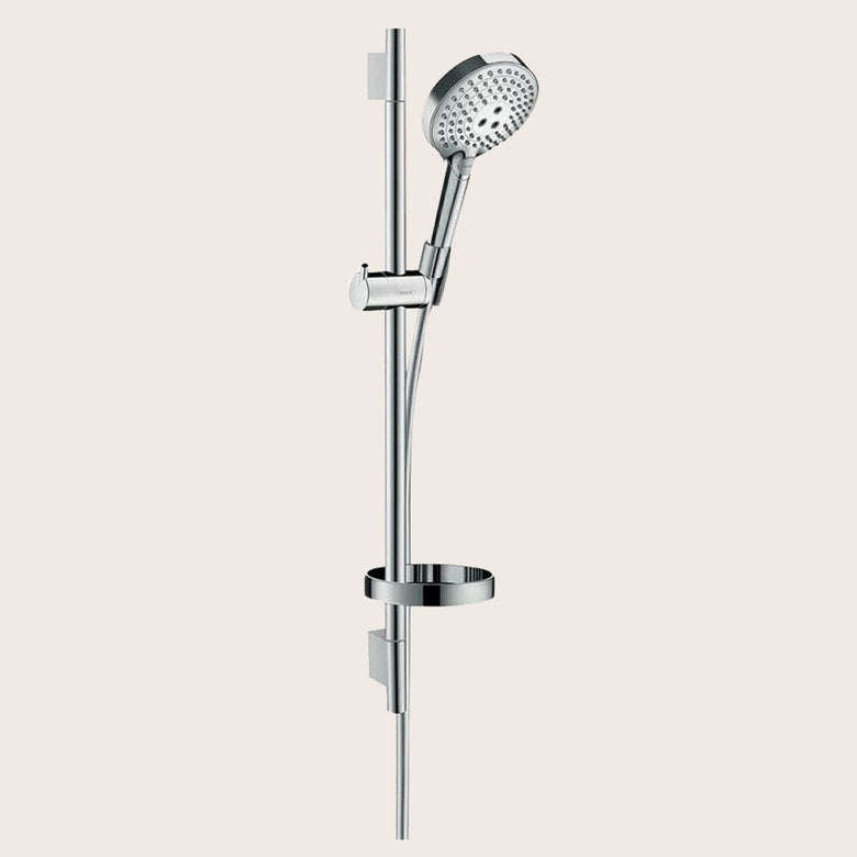 Asta doccia 65 cm cromo Raindance Select S Hansgrohe, vista frontale della maniglia e della bocca di erogazione
