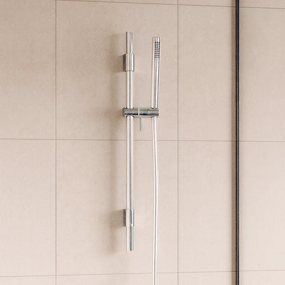 Asta doccia con saliscendi doccetta tonda in ottone e flessibile in pvc cromo