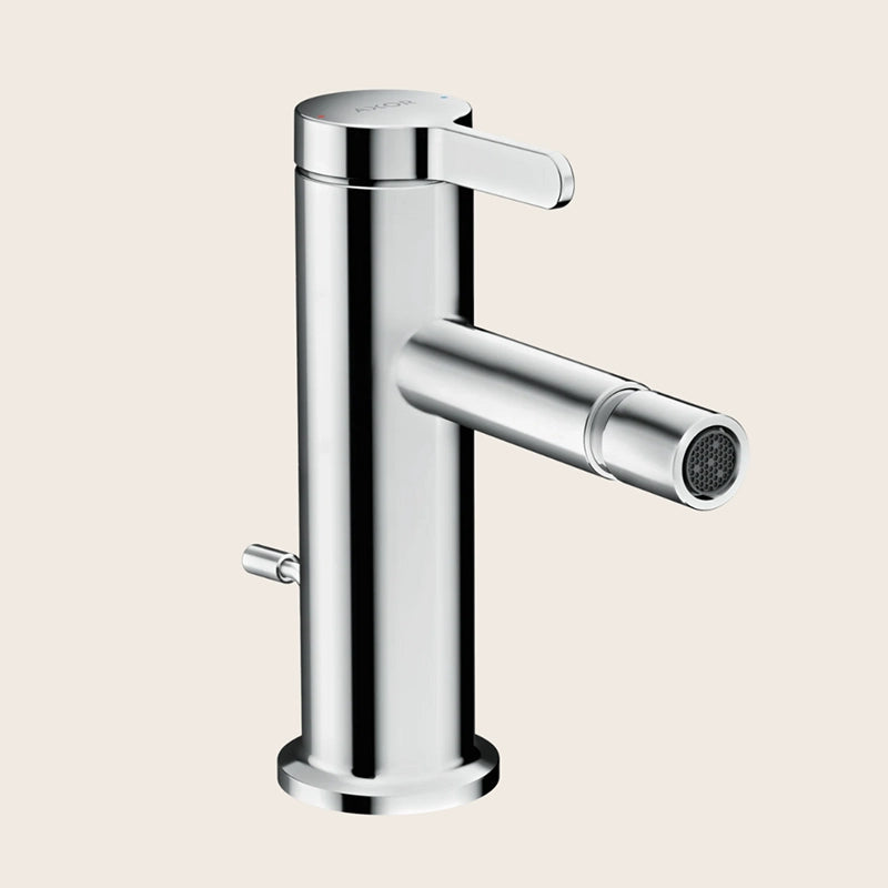 Axor One Miscelatore bidet Con Saltarello Cromo, vista frontale della maniglia e della bocca di erogazione - Hansgrohe