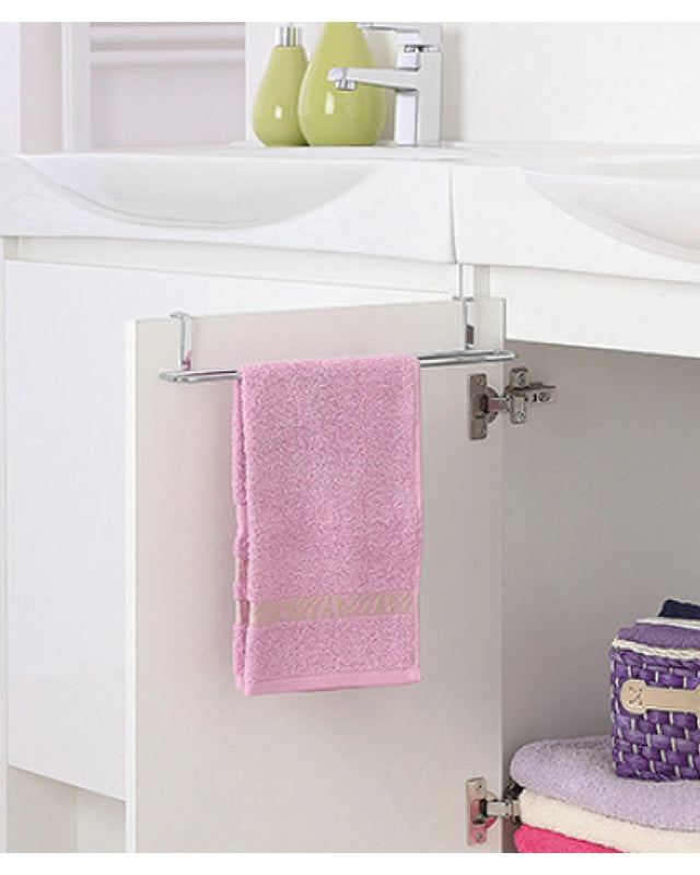 Barra portasciugamani per anta porta cromo in cromato montato a parete, vista del design e della finitura - Exagonshop