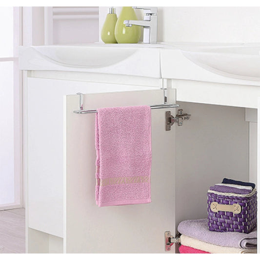 Barra portasciugamani per anta porta cromo in cromato montato a parete, vista del design e della finitura - Exagonshop