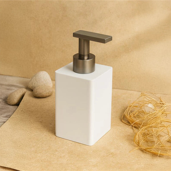 Bertocci Fly Dispenser Sapone In Resina Bianca nichel matt