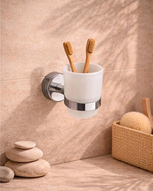 Bicchiere Portaspazzolini a muro cromo New Line M5
