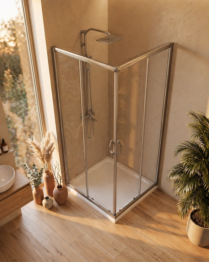 Box Doccia 120x120 Genio Due Ante Scorrevoli 6 mm H 195 Cromo