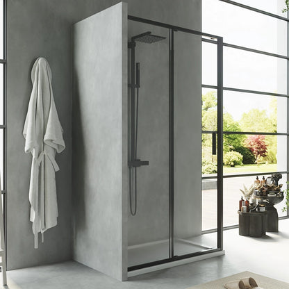 Box doccia 100x70 Rio un anta scorrevole vetro 6 mm trasparente H 195 nero