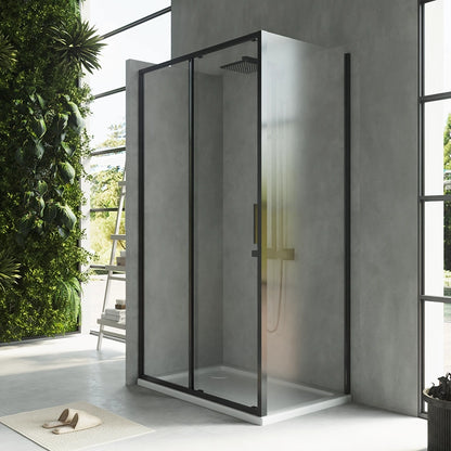 Box doccia 100x70 Rio un anta scorrevole vetro 6 mm trasparente H 195 nero