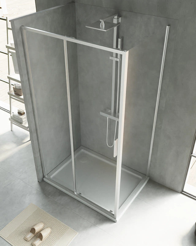 Schema tecnico di Box doccia 100x80 Rio un anta scorrevole vetro 6 mm con misure e configurazione - Exagonshop