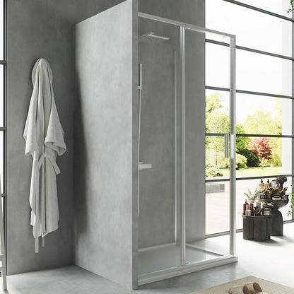 Box doccia 100x80 Rio un anta scorrevole vetro 6 mm trasparente H 195 cromo