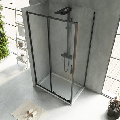 Box doccia 120x70 Rio un anta scorrevole vetro 6 mm trasparente H 195 nero