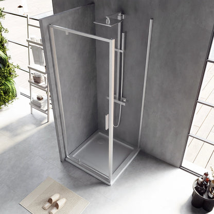 Box doccia 80x70 Rio a pivot vetro 6 mm trasparente H 195 cromo