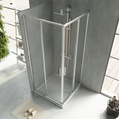 Box doccia 80x80 Rio doppio scorrevole vetro 6 mm trasparente H 195 cromo