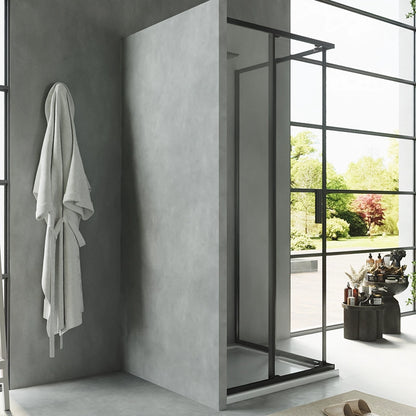 Box doccia 80x80 Rio doppio scorrevole vetro 6 mm trasparente H 195 nero