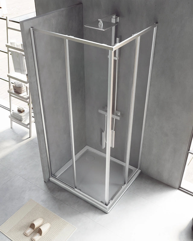 Schema tecnico di Box doccia 80x90 Rio doppio scorrevole vetro 6 mm con misure e configurazione - Exagonshop