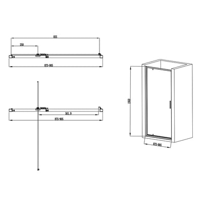 Box doccia 90x70 Rio a pivot vetro 6 mm trasparente H 195 cromo