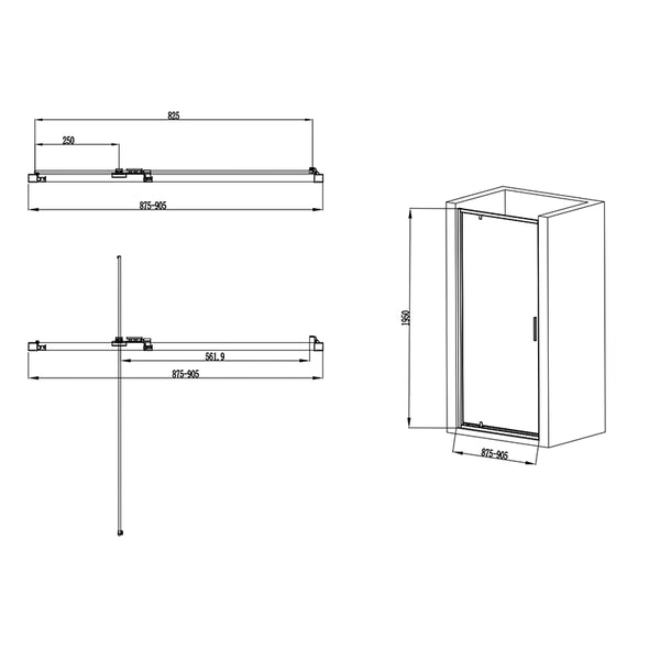 Box doccia 90x70 Rio a pivot vetro 6 mm trasparente H 195 cromo