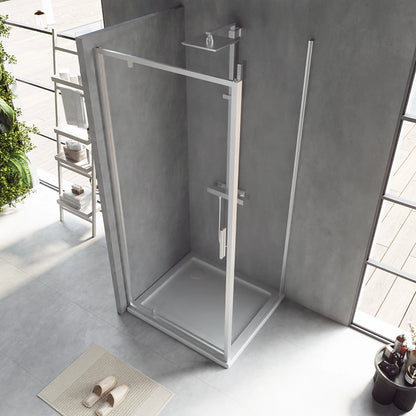 Box doccia 90x70 Rio a pivot vetro 6 mm trasparente H 195 cromo