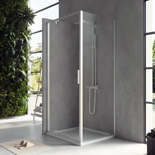 Box doccia 90x70 Rio a pivot vetro 6 mm trasparente H 195 cromo
