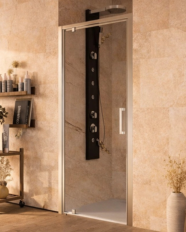 Box doccia 100 cm nicchia Marsiglia un battente reversibile in bagno completo, vista d'insieme dell'ambiente - Exagonshop