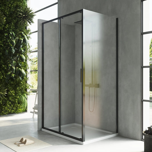 Box doccia 100x80 Rio un anta scorrevole vetro 6 mm trasparente H 195 nero
