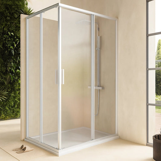 Box doccia 80x120 Rio doppio scorrevole vetro 6 mm trasparente H 195 cromo