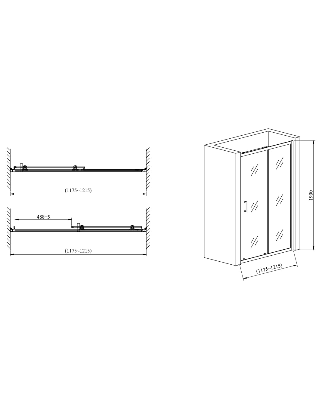 Box doccia 120x70 Nuvola Slim scorrevole 6 mm trasparente cromo H 190