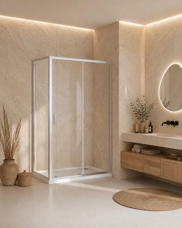Box doccia 120x70 Nuvola Slim scorrevole 6 mm trasparente cromo H 190