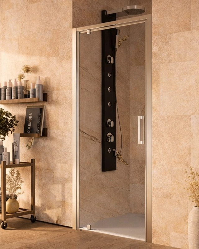 Box doccia 70 cm nicchia Marsiglia un battente reversibile in bagno completo, vista d'insieme dell'ambiente - Exagonshop