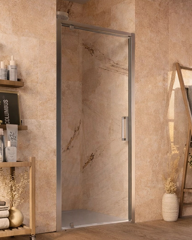 Box doccia 70 cm nicchia Marsiglia un battente reversibile installato in bagno moderno con ante in vetro temperato...