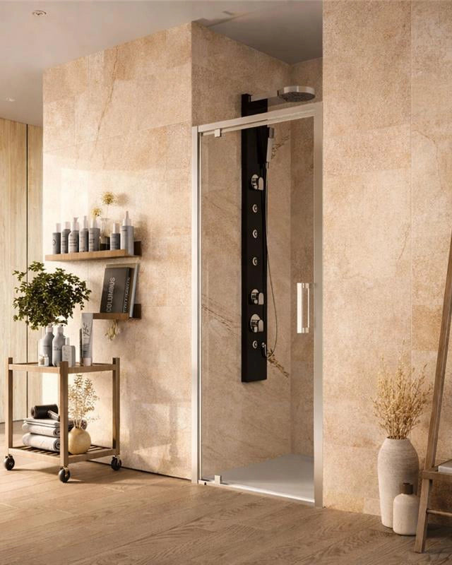Box doccia 70 cm nicchia Marsiglia un battente reversibile installato in bagno moderno con ante in vetro temperato...